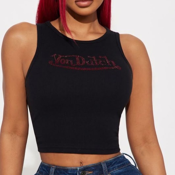Von Dutch Tops - Von Dutch Black Crop Top